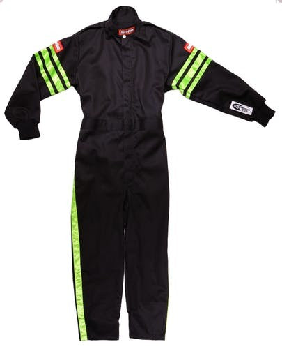 Racequip Youth Driving Suit - Black / Green Stripe
