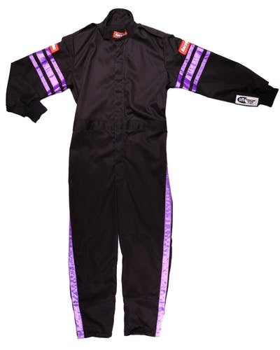 Racequip Youth Driving Suit - Black / Purple Stripe
